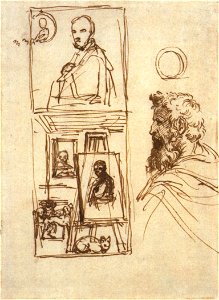 Preparatory drawing for Self-portrait on an Easel in a Workshop by Annibale Carracci