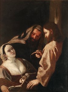 Mattia Preti (Werkstatt) Christus und die Ehebrecherin