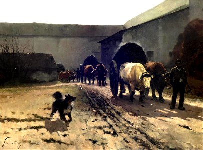 Princeteau René - Equipages de boeufs charriant des engrais