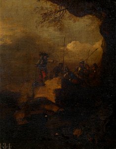 Previously attributed to Jacques Courtois (1621-73) - Troopers in a Landscape - RCIN 402986 - Royal Collection