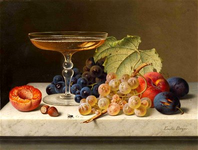 Emilie Preyer - Früchtestillleben mit gefüllter Sektschale