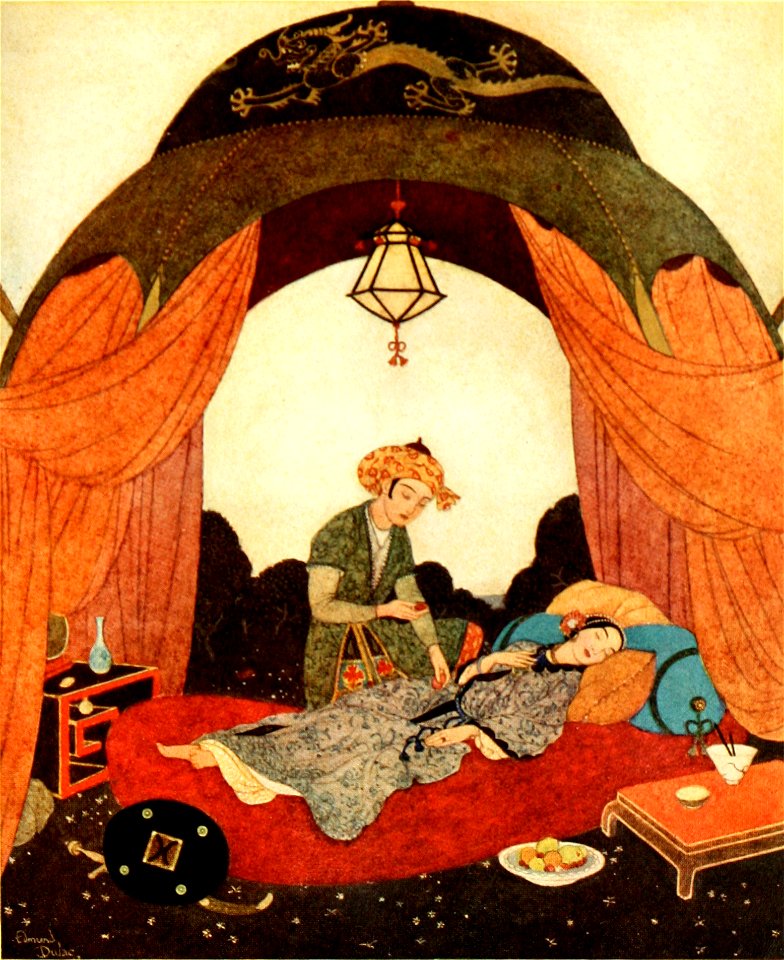 Princess Badoura, a tale from the Arabian nights - Dulac color plate facing page 064