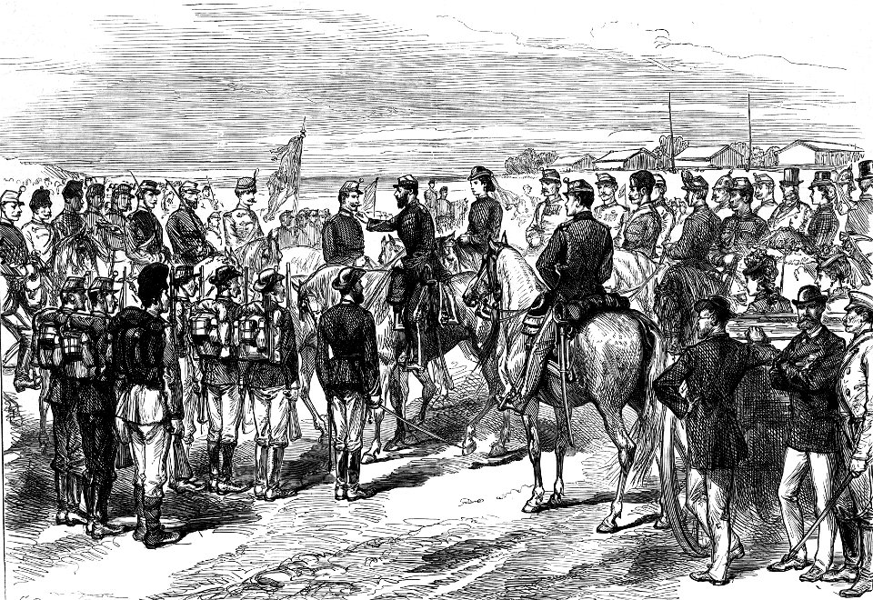 Prince Charles of Roumania decorating soldiers who have been under fire