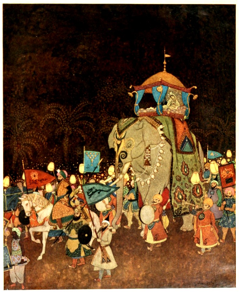 Princess Badoura, a tale from the Arabian nights - Dulac color plate facing page 112