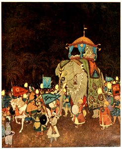 Princess Badoura, a tale from the Arabian nights - Dulac color plate facing page 112