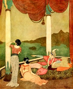 Princess Badoura, a tale from the Arabian nights - Dulac color plate facing page 088