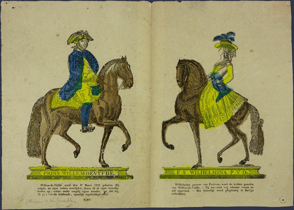 Prins Willem de Vyfde, F.S. Wilhelmina P.V.O. &c-Catchpenny print-SMC K 0103