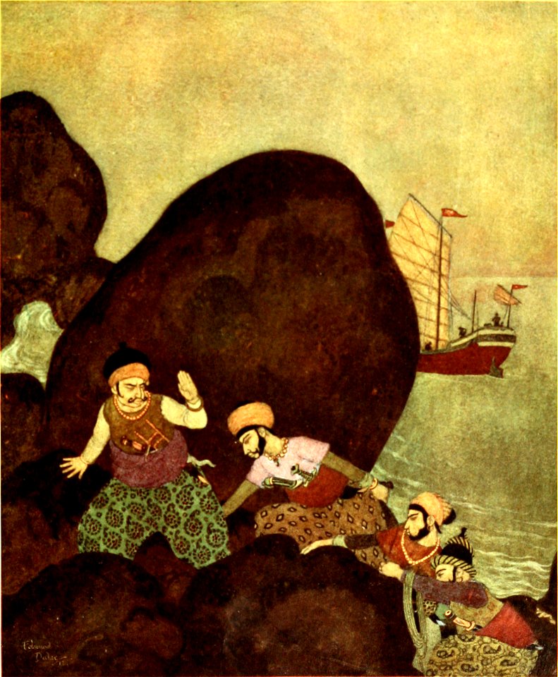 Princess Badoura, a tale from the Arabian nights - Dulac color plate facing page 096