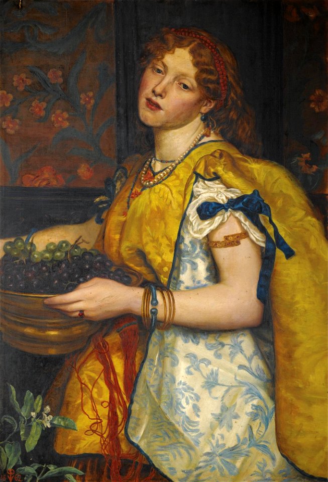Valentine Cameron Prinsep - A girl carring grapes (1862)