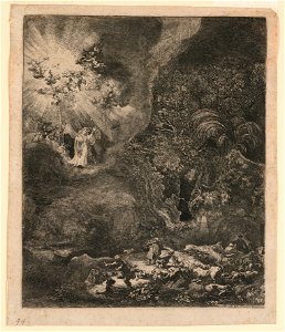 Print, Angel Appearing to the Shepherds, after 1634 (CH 18425721-2)