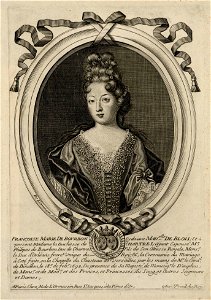 Print of Françoise-Marie de Bourbon in 1692; duchesse de Chartres. Free illustration for personal and commercial use.