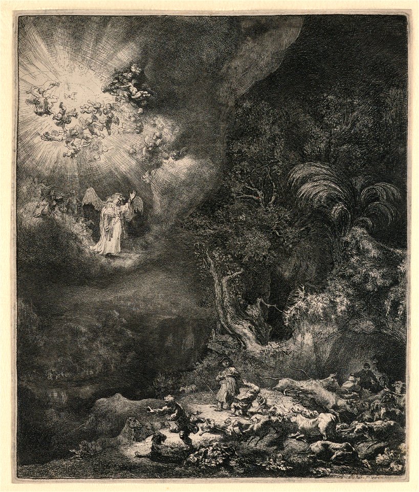 Print, Annunciation to the Shepherds, 1634 (CH 18383897-2)