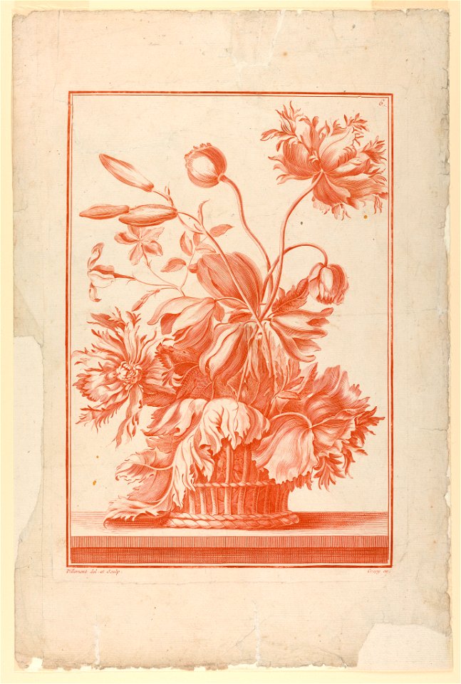 Print, Basket of Flowers, Plate, ca. 1760 (CH 18310197)