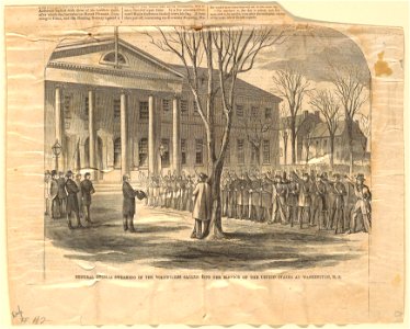 Print, Gen. Thomas swearing in the volunteers, Washington D.C., Harper's Weekly, April 1861 (CH 18389391)
