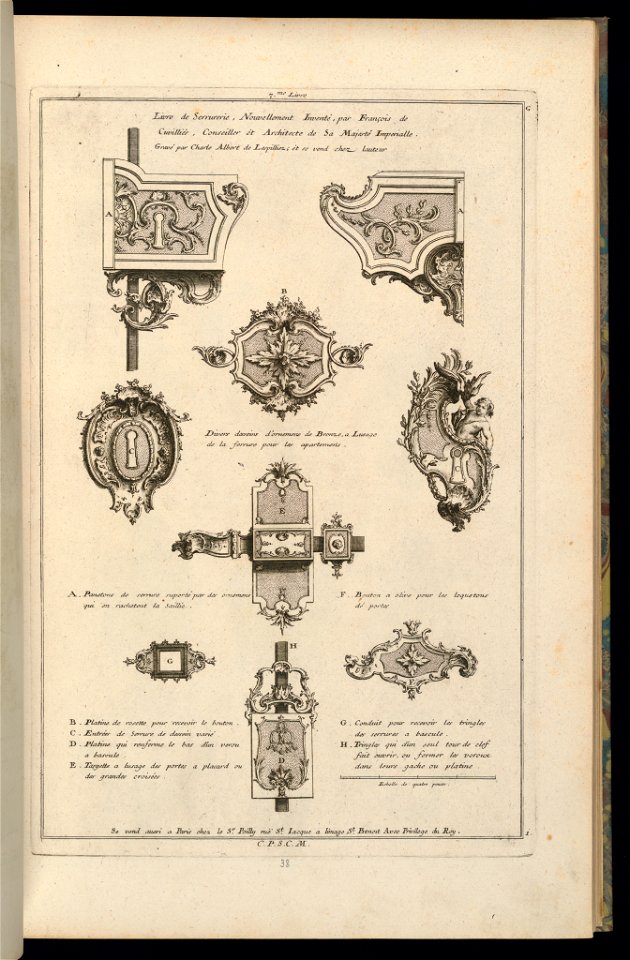 Print, Divers desseins d'ornemens de Bronze, a Lusage-de la ferrure pour les apartemens., 1745 (CH 18242079)