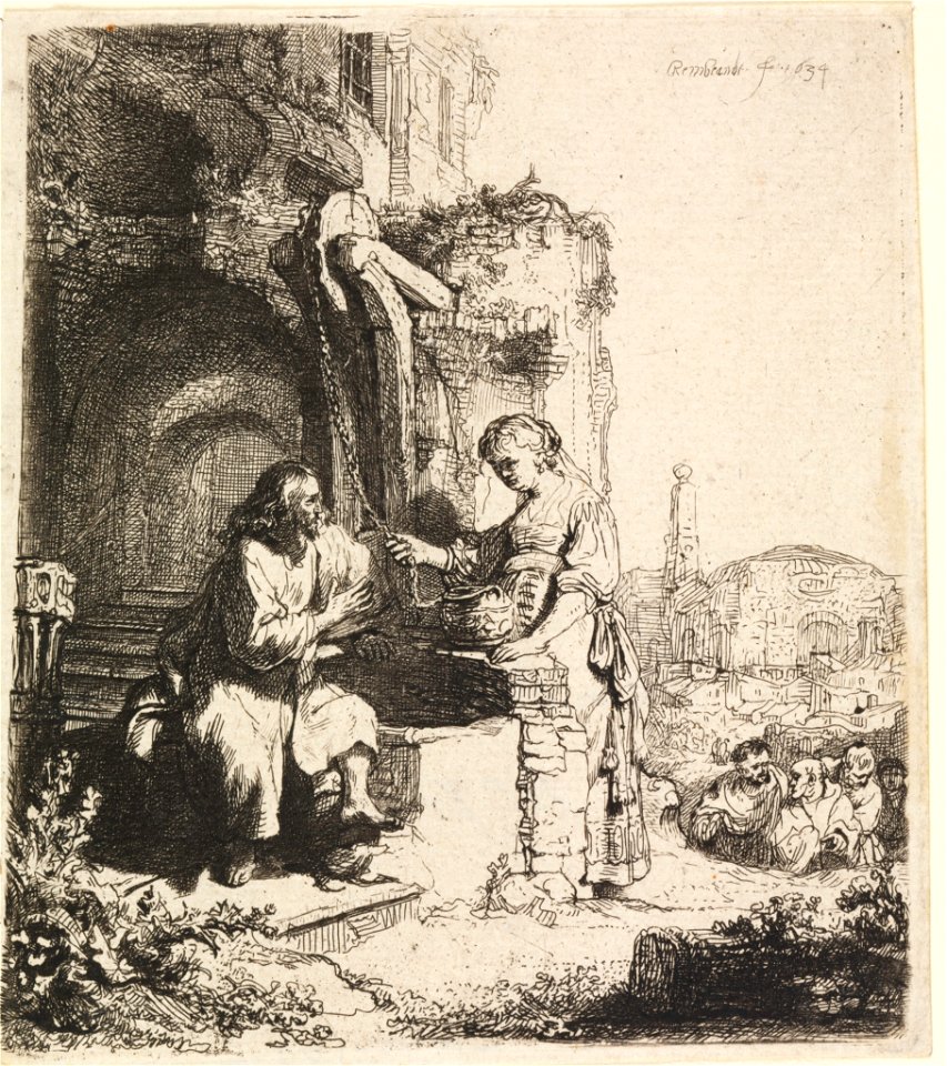 Print, Christ and the Woman of Samaria Among Ruins, 1634 (CH 18612697)