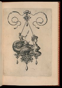 Print, Plate 5, from Bullarum Inaurium etc. Archetypi Artificiosi Pars Altera (Pendants, Earrings, etc. Designs of the Most Skillful Nature, Part Two), 1582 (CH 18286051)