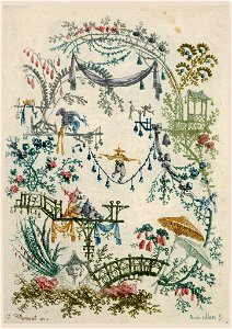 Print, Ornamental Design from Nouvelle suite de cahiers chinois a l'usage des Dessinateurs et des peintres, No.2, Inventés et dessinés par Jean Pillement. Gravés par Anne Allen. , after 1775 (CH 18217655)