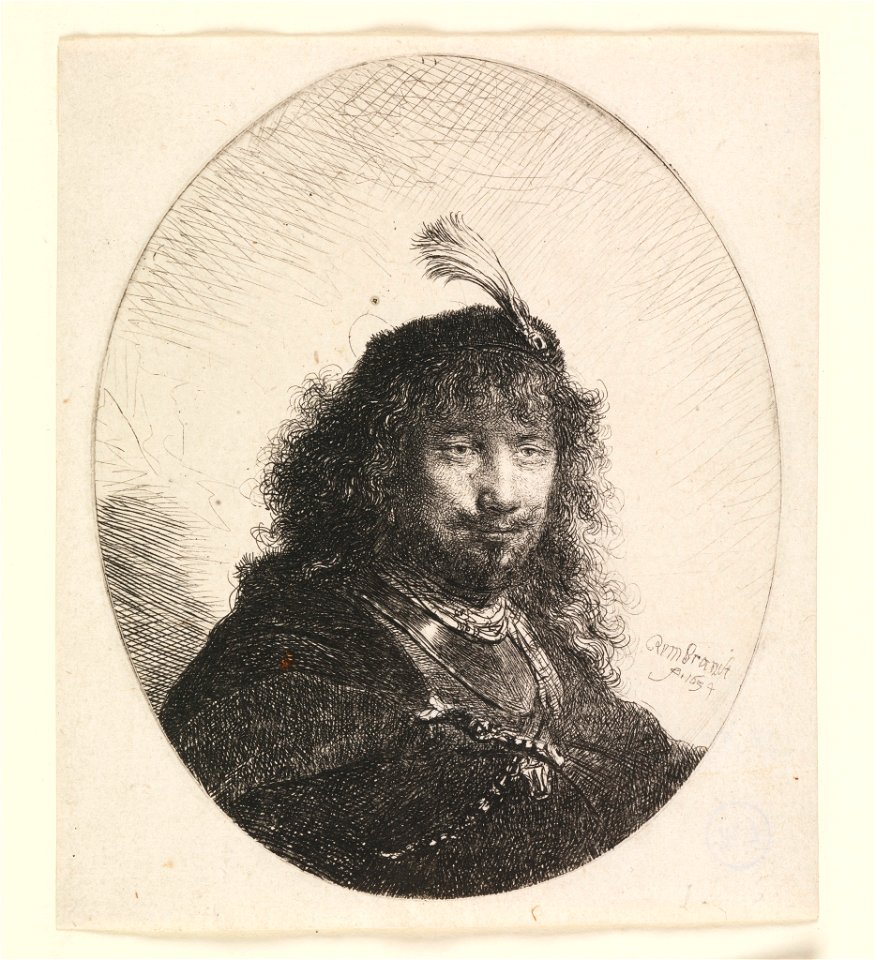 Print, Rembrandt with Plumed Hat and Lowered Sabre, 1634 (CH 18383895)