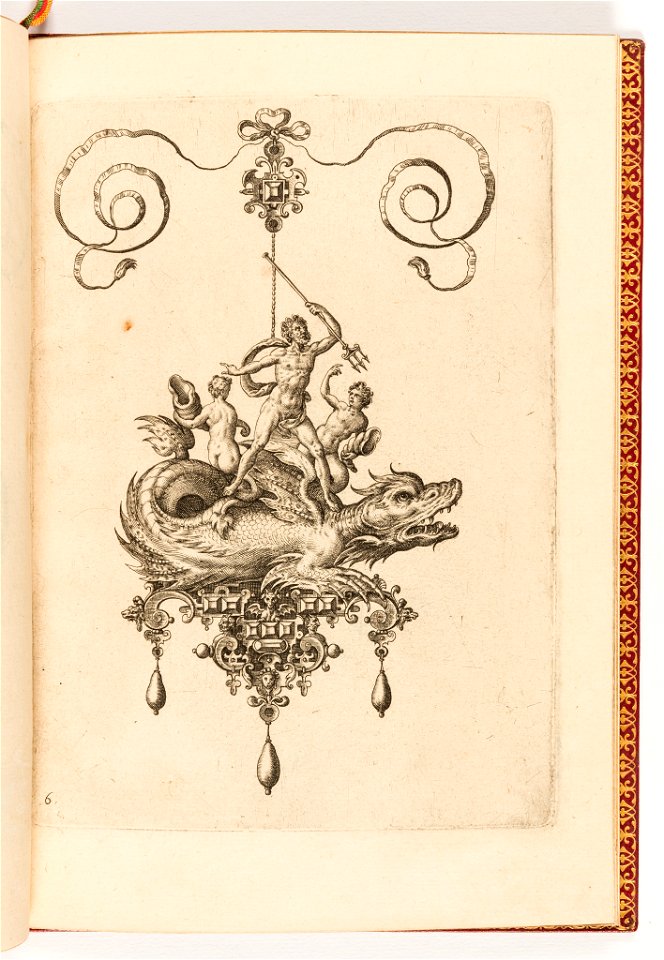 Print, Plate 6, from Bullarum Inaurium etc. Archetypi Artificiosi Pars Altera (Pendants, Earrings, etc. Designs of the Most Skillful Nature, Part Two), 1582 (CH 18286055-2)