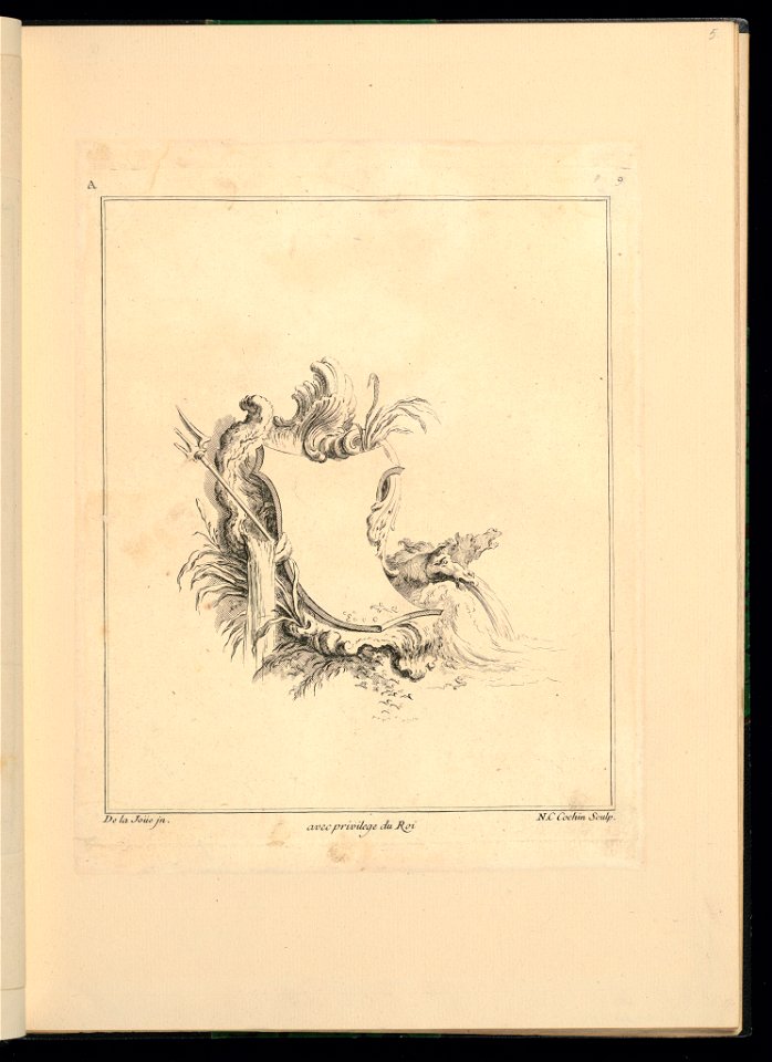 Print, Design for Cartouche Evoking the Sea, 1740 (CH 18251993)