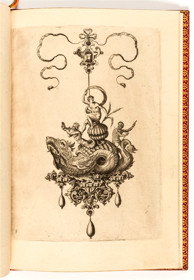 Print, Plate 8, from Bullarum Inaurium etc. Archetypi Artificiosi Pars Altera (Pendants, Earrings, etc. Designs of the Most Skillful Nature, Part Two), 1582 (CH 18286067-2)