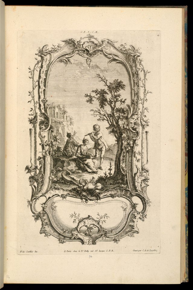 Print, Design for a Cartouche with Large and Small Compartments, 1745 (CH 18242333)