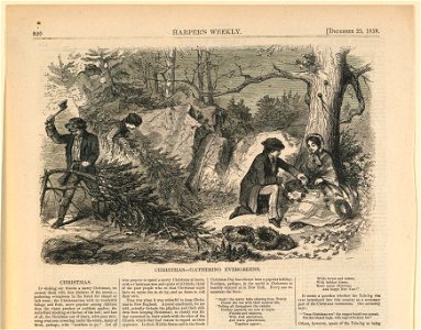 Print, Christmas - Gathering Evergreens, Harper's Weekly, December 25, 1858, 1858 (CH 18606417)