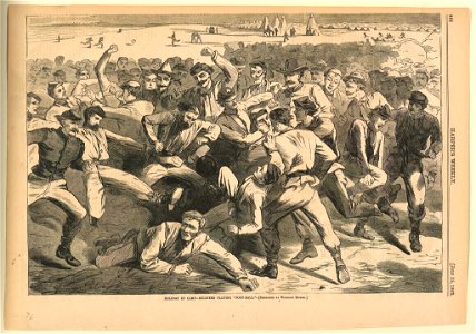 Print, Holiday in camp, soldiers playing foot-ball, Harper's Weekly, July 1865 (CH 18387277)