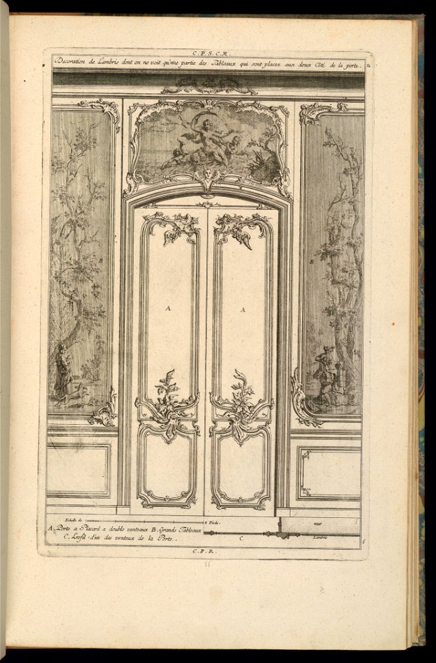 Print, Design for Wainscoting with a Double Door and Dessus de Porte, 1745 (CH 18242393)