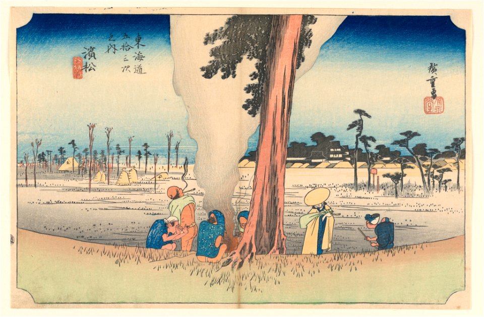 Print, Hamamatsu, Wintertime, in The Fifty-Three Stations of the Tokaido Road (Tokaido Gojusan Tsugi-no Uchi), ca. 1834 (CH 18608865-2)
