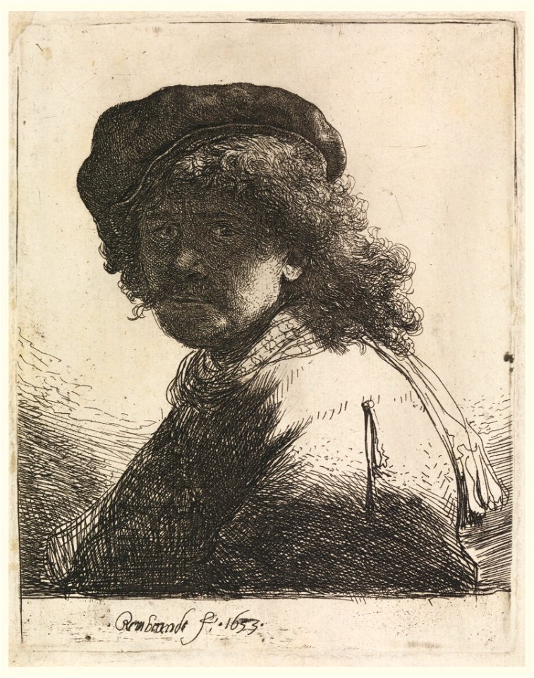 Print, Rembrandt in Cap and Scarf, 1633 (CH 18612691)
