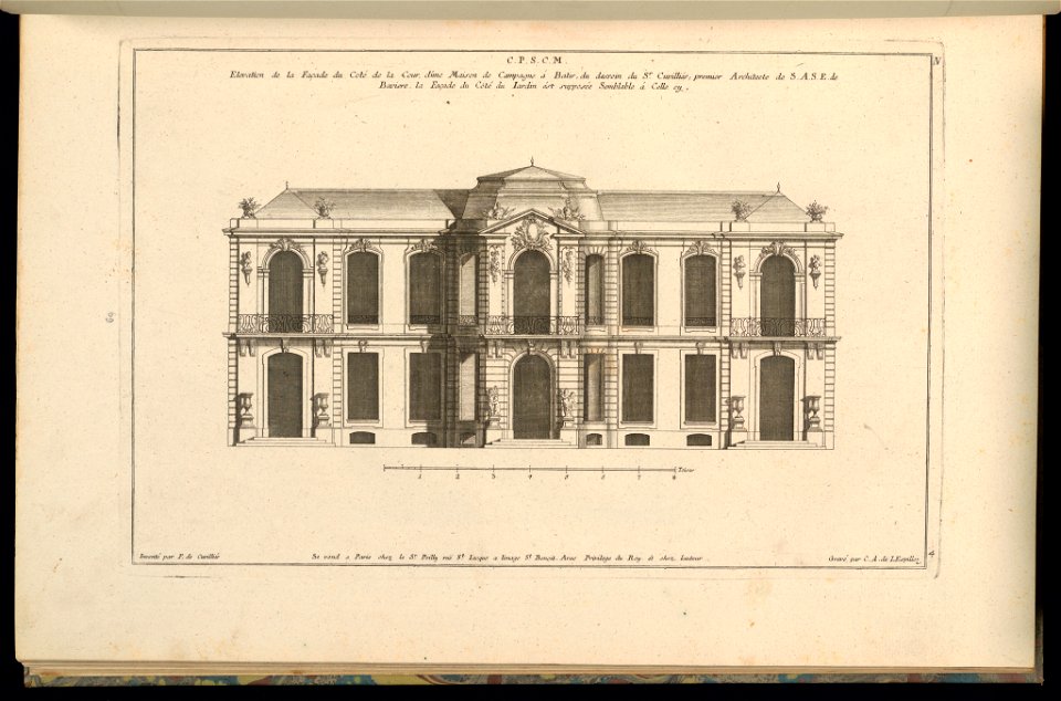 Print, Elevation de la Façade du Coté de la Cour, d'une Maison de Campagne à Batir, 1745 (CH 18242303)
