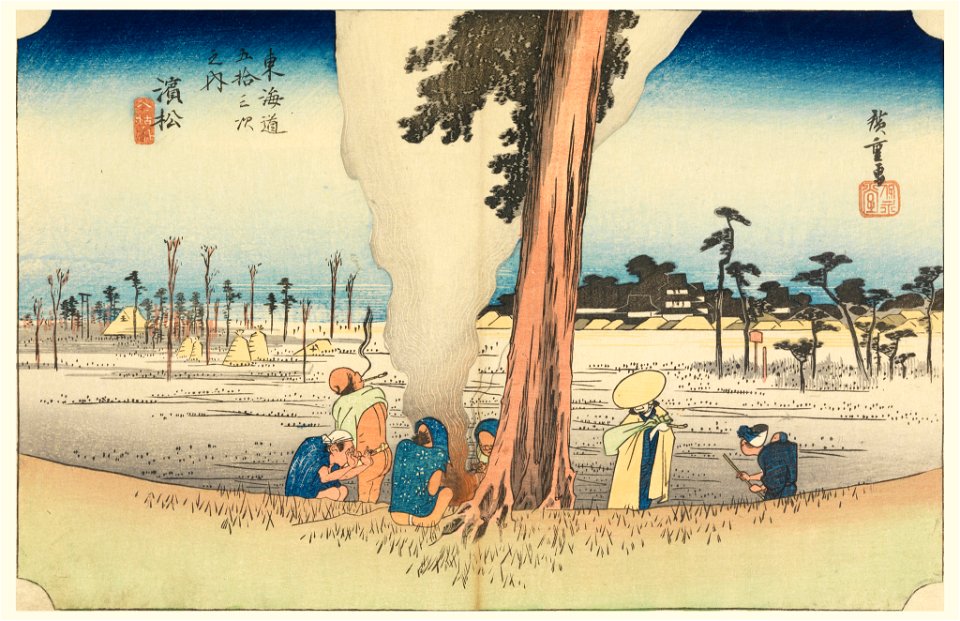 Print, Hamamatsu, Wintertime, in The Fifty-Three Stations of the Tokaido Road (Tokaido Gojusan Tsugi-no Uchi), ca. 1834 (CH 18608865)
