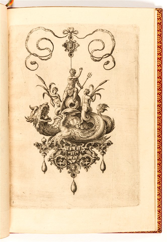 Print, Plate 4, from Bullarum Inaurium etc. Archetypi Artificiosi Pars Altera (Pendants, Earrings, etc. Designs of the Most Skillful Nature, Part Two), 1582 (CH 18286043-2)
