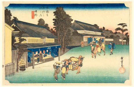 Print, Narumi, A Place Famous for Its Cloth, in The Fifty-Three Stations of the Tokaido Road (Tokaido Gojusan Tsugi-no Uchi), ca. 1834 (CH 18608889)