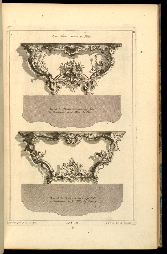 Print, Deux diferents desseins de Tables, 1745 (CH 18242031)