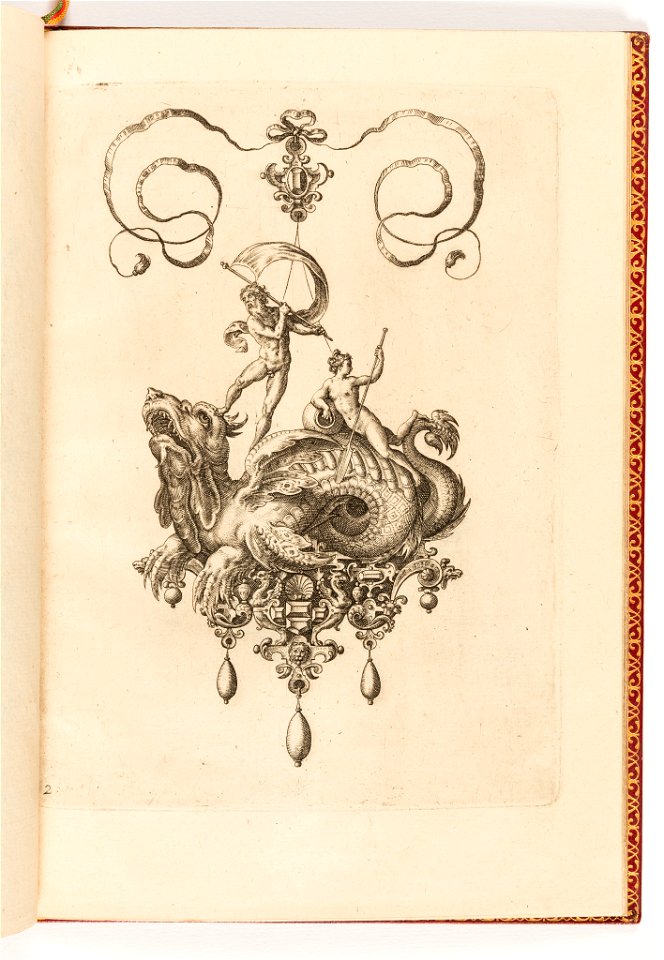 Print, Plate 2, from Bullarum Inaurium etc. Archetypi Artificiosi Pars Altera (Pendants, Earrings, etc. Designs of the Most Skillful Nature, Part Two), 1582 (CH 18286029-2)