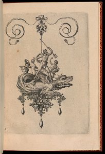 Print, Plate 6, from Bullarum Inaurium etc. Archetypi Artificiosi Pars Altera (Pendants, Earrings, etc. Designs of the Most Skillful Nature, Part Two), 1582 (CH 18286055)