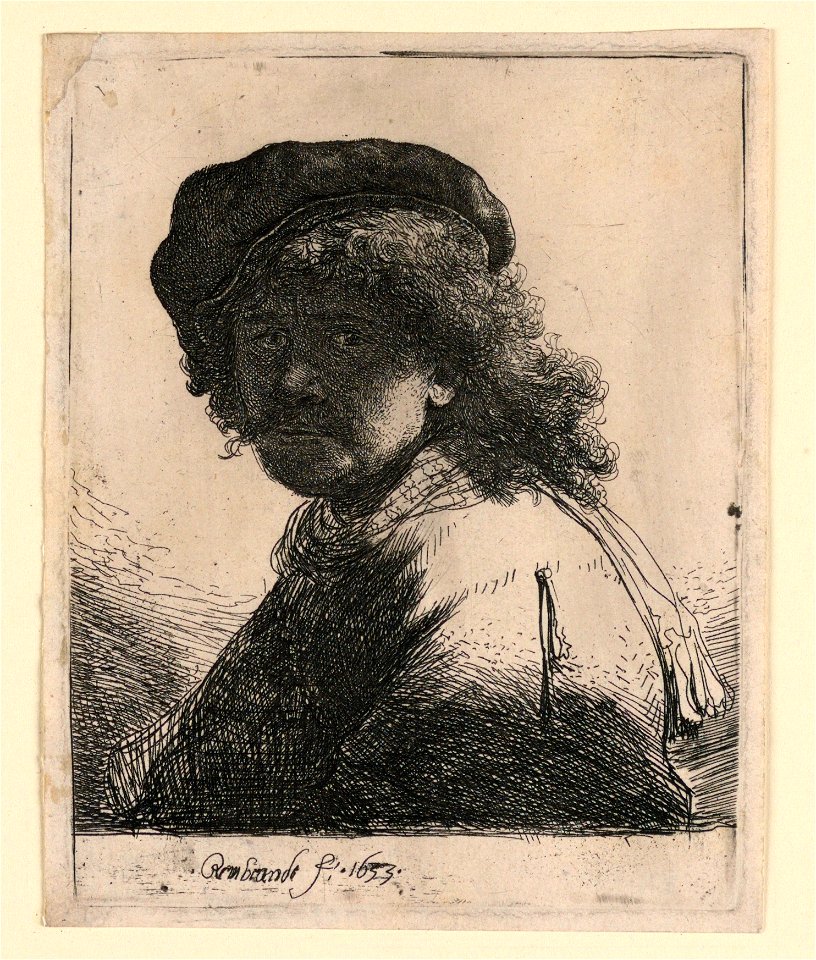 Print, Rembrandt in Cap and Scarf, 1633 (CH 18612691-2)