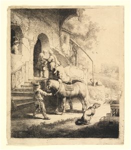 Print, The Good Samaritan, 1633 (CH 18418373). Free illustration for personal and commercial use.