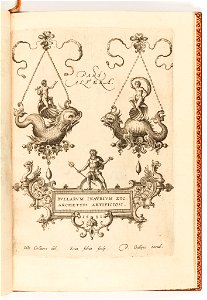 Print, Title plate, from Bullarum Inaurium etc. Archetypi Artificiosi Pars Altera (Pendants, Earrings, etc. Designs of the Most Skillful Nature, Part Two), 1582 (CH 18286021-2)