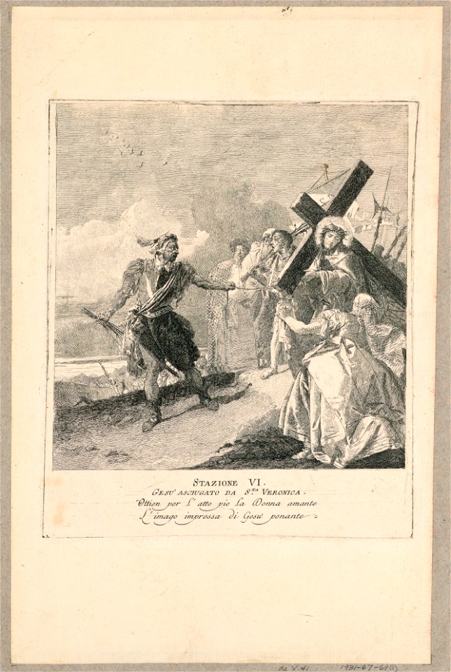 Print, Via Crucis - Station VI, Saint Veronica Wipes His Face with a Veil, ca. 1749 (CH 18328447)