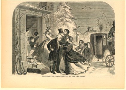 Print, Thanksgiving Day arrival at the old home, Harper's Weekly, November 1858 (CH 18606409)