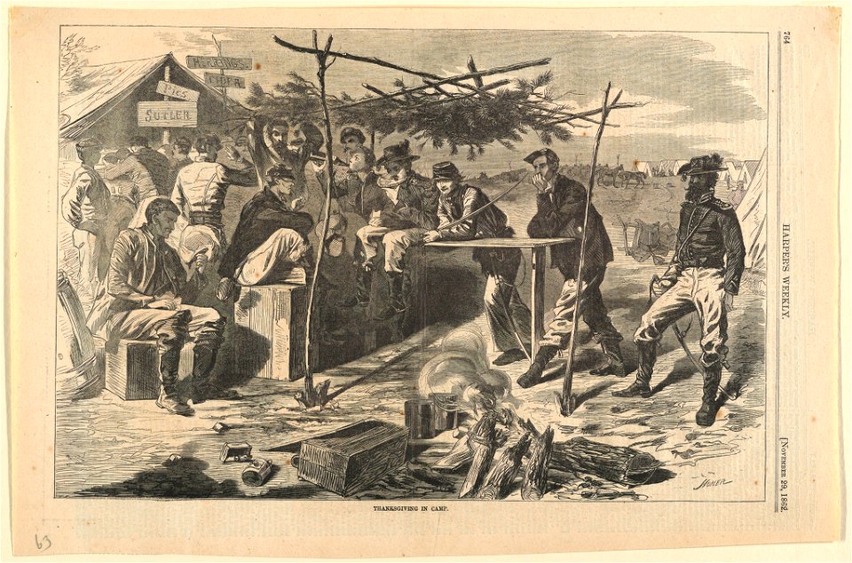Print, Thanksgiving in camp, Harper's Weekly, November 1862 (CH 18604611)