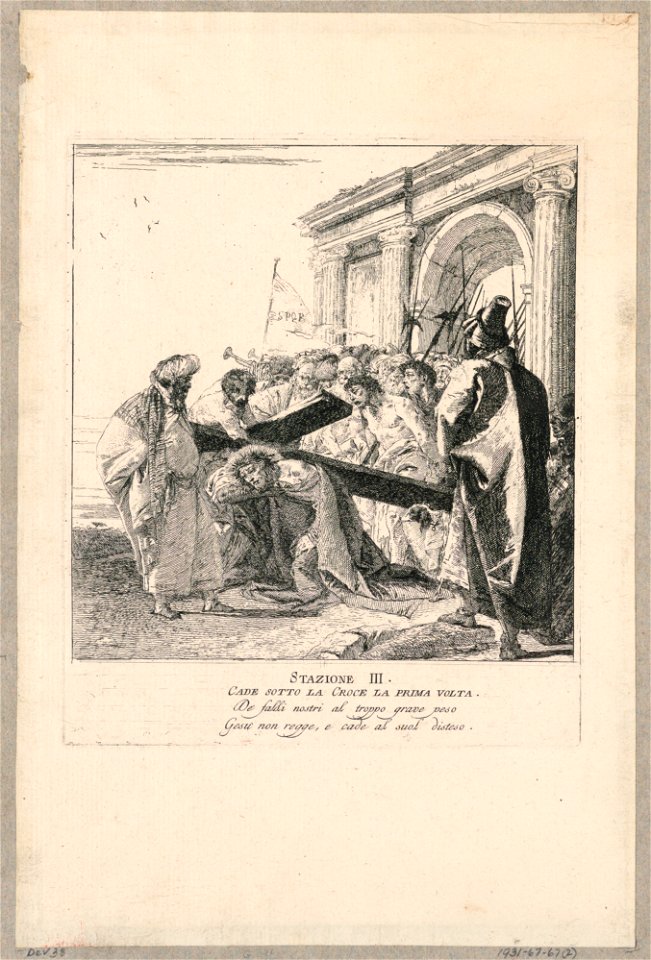 Print, Via Crucis - Station III, He Falls Beneath the Cross the First Time, ca. 1749 (CH 18328441)