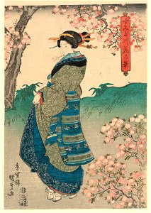 Print, Woman beneath cherry trees, ca. 1840 (CH 18435485)