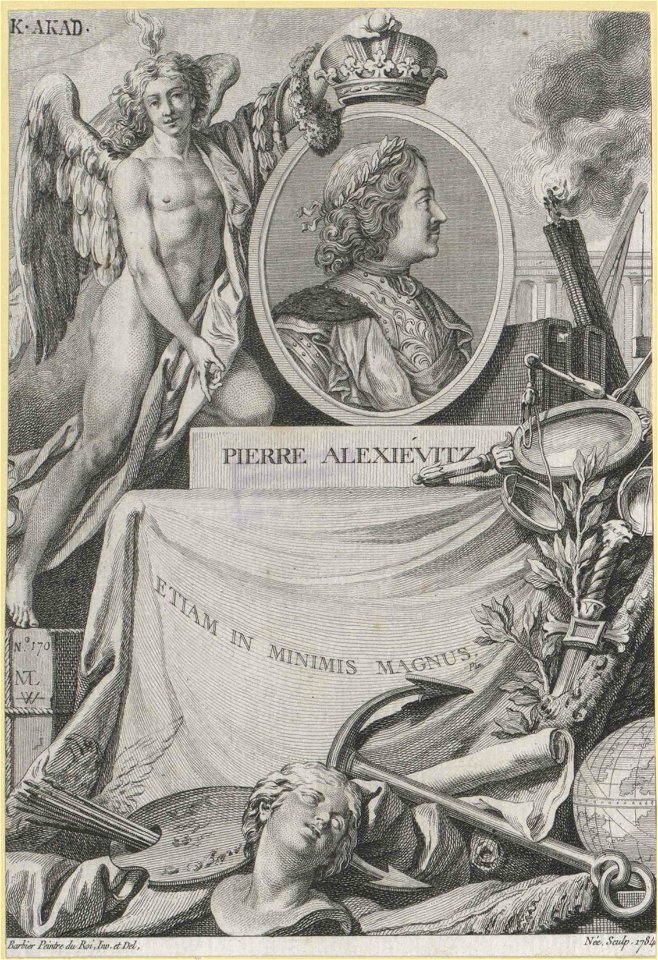 Profile portrait of Peter I of Russia (engraving) 02