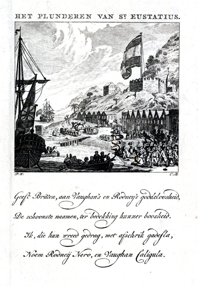 Prise et pillage ile Saint Eustache 1781 par les Anglais