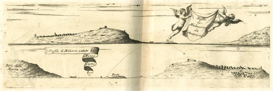 Profilo di Malvasia da Settentrione Profilo di Malvasia, veduta da Mezzo giorno - Coronelli Vincenzo - 1688